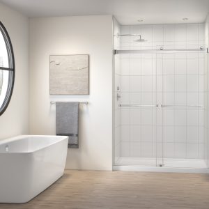 Gemini In-line, 1/4" (6 mm) glass, 75" H Chrome Shower Door
