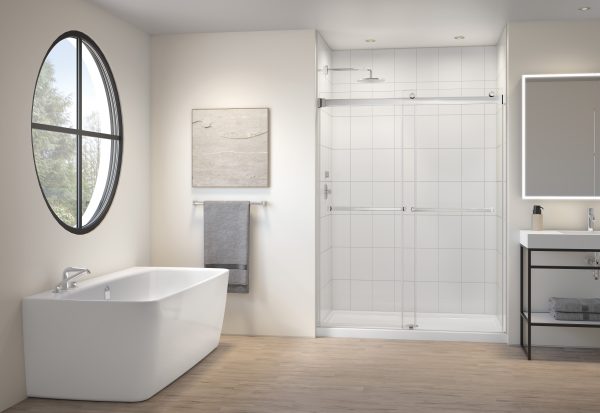 Gemini In-line, 1/4" (6 mm) glass, 75" H Chrome Shower Door