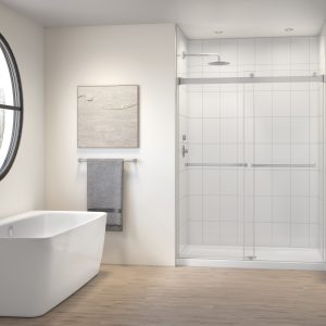 Gemini In-line, 1/4" (6 mm) glass, 75" H Brushed Nickel Shower Door