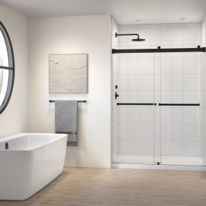 Gemini In-line, 1/4" (6 mm) glass, 75" H Matte Black Shower Door